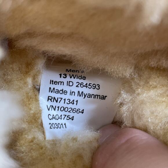 LL Bean Mens Size 13 Slip On Brown Suede Wicked Shearling Lined Moccasin Slipper - Picture 9 of 9